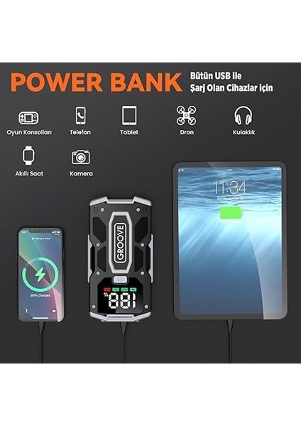 M01 15800MAH 2000A Akü Takviye Cihazı Taşınabilir Jump Starter (Powerbank+Led Lamba+Lcd Ekran) fırsatları