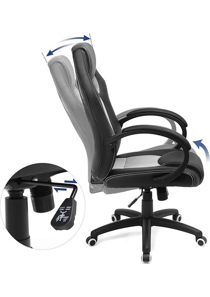 Yarış Koltuğu, Ofis Koltuğu, Oyuncu Koltuğu, Yönetici Koltuğu, Döner Sandalye, Poliüretan, Siyah/gri, OBG56BG fırsatları