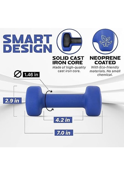 Dambıl Neopren Set Altıgen Kısa Dambıl (2'li Set) Birden Fazla Ağırlık Seçeneği (0,9 kg Ila 6,8 Kg) fiyatları