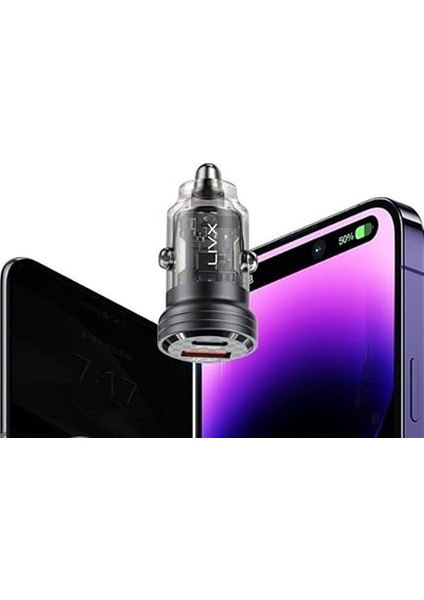 Transparent 45W Pd/qc Mini Araç Şarj Cihazı ve 2 Metre Hızlı Şarj ve Data Kablosu L35 - Tct-02 indirimleri