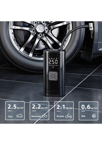 100W 6000MAH Şarjlı Araba Lastik Hava Pompası LED Işıklı Çok Amaçlı Bisiklet Yatak Top Pompası fırsatları