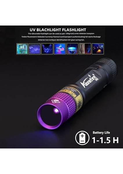 SV62 3 W Küçük 365 Nm LED Uv El Feneri Taşınabilir Mini Ultraviyole Siyah Işık Ev Hayvan Idrarı Detektörleri Mineral, Amber, Para Dedektörü Için Aaa Pil fırsatları