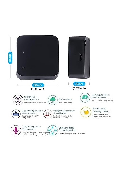 Wifi Akıllı Uzaktan Kumanda Akıllı Ev Kızılötesi Evrensel Uzaktan Kumanda Blaster, Bir Tüm Kontrol Ac Tv DVD CD Aud Klima Sat Vb. Için, Hub Gerektirmez Alexa ve Google Home (Ir) ile Uyumlu modelleri