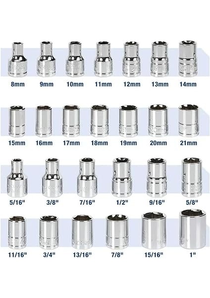 WP202525 30 Parça 1/2’’ Cr-V Metrik/inç Profesyonel Lokma Takımı fırsatları
