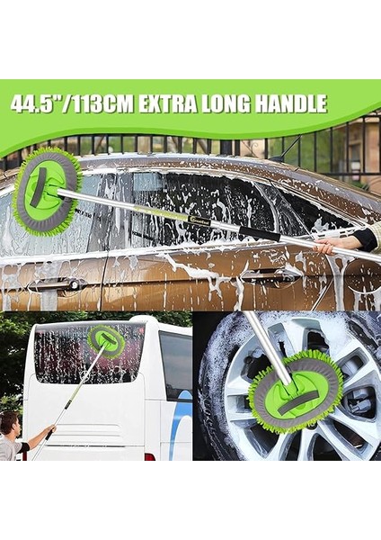 3'lü Oto Dış Temizlik Seti - Teleskopik Araba Yıkama Fırçası - 40X60CM Mikrofiber Yıkama Kurulama Bezi - Oto Yıkama Süngeri Büyük modelleri