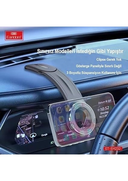 Araç Için Telefon Tutucu Alüminyum Alaşım Ayarlanabilir Kolay Kurulum Yapışkanlı Manyetik Araç Tutucu Kullanımı Kolay EH232 fiyatları