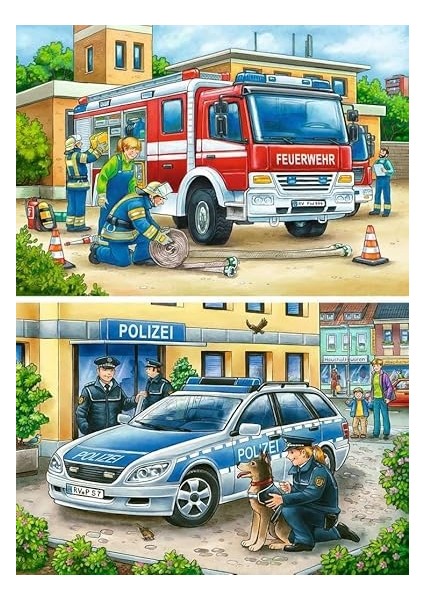 75744 Polis ve Itfaiye Çocuk Puzzle, 2X12 Parça, Çok Renkli fiyatları