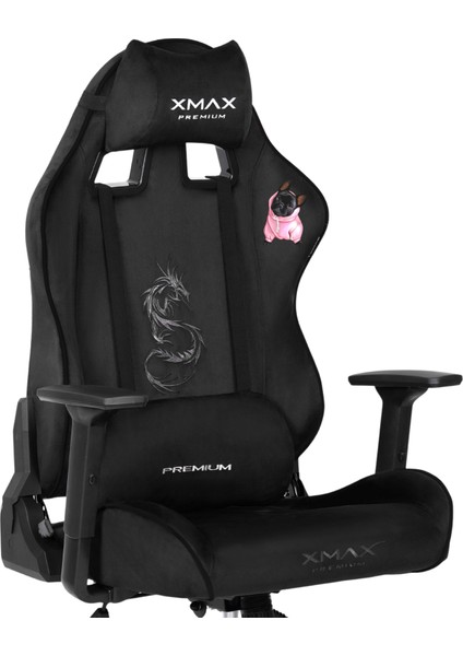 / Baskılı Rio Balerion Terletmez Kadife Kumaş Siyah Gaming Oyuncu Koltuğu / 120 kg Taşır