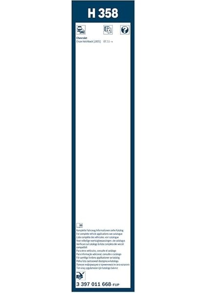 Rear Arka Silecek Chevrolet Cruze Hb (2011-2015), Ssangyong Korando (2015 ve Sonrası) [350 Mm] H358 3397011668 indirimleri