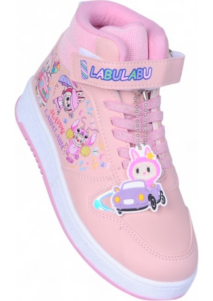 4444 Pudra Cırtlı Boğazlı Kız Çocuk Spor Ayakkabı