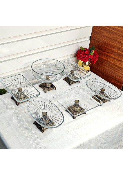 Seçkinev Flow Eskitme 6 Parça Masa Sunum Tabağı Set