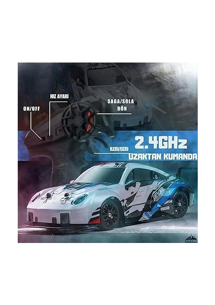 Ghz Uzaktan Kumandalı 4x4 Şarjlı Işıklı Drift Yapan Araba - Uzaktan Kumandalı Rc Drift Aracı (Mavi) fırsatları