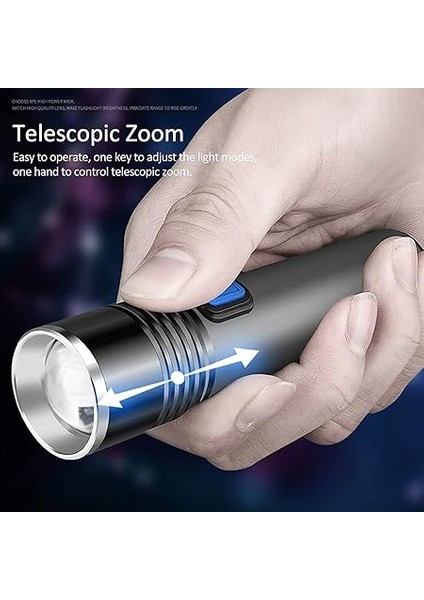 HT-015 Mini Profesyonel Ultra Güçlü T6 LED Zoom Lu El Feneri fırsatları