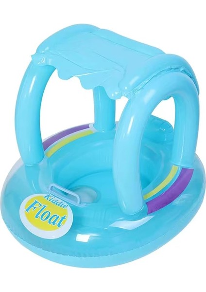 Şişme Bebek Şamandırası - Tak Çıkar Güneşlikli Yüzme Simidi, Sevimli Oval Yüzme Flatörü, Güneş Işığına Dayanıklı Malzeme, 0-4 Yaş Kullanıma Uygun, Havuz ve Deniz Için Yüzme Şamandırası