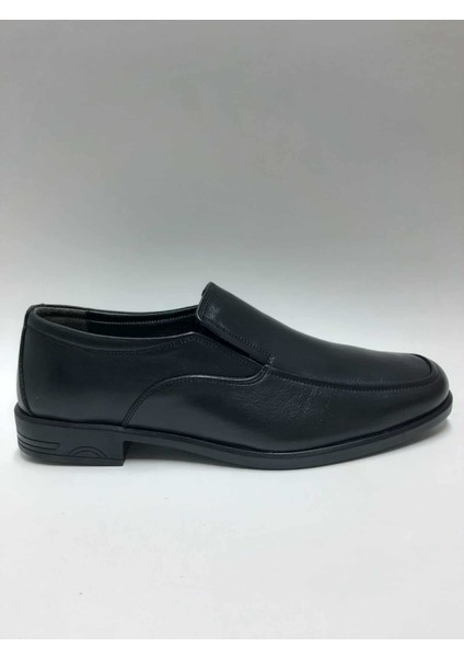 Hakiki Deri Bağcıksız Topuklu Esnek Kauçuk Taban Siyah Renk Kışlık Erkek Ayakkabı C-45251698HSA