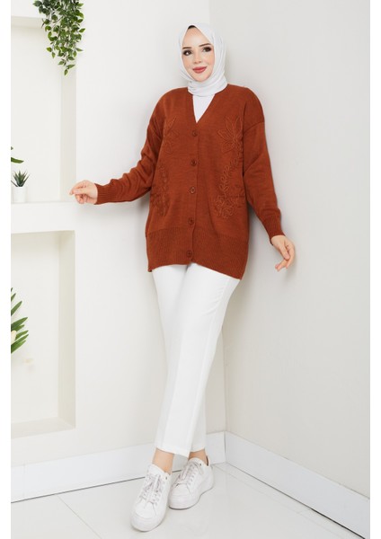 Kadın Papatya Desenli Triko Hırka -PMK481 fiyatları