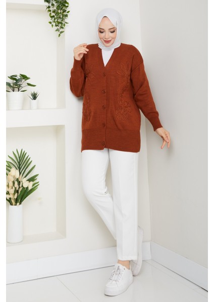 Kadın Papatya Desenli Triko Hırka -PMK481 fırsatları