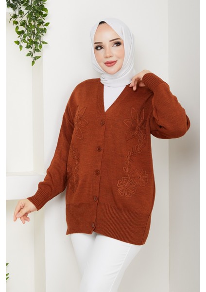 Kadın Papatya Desenli Triko Hırka -PMK481 indirimleri