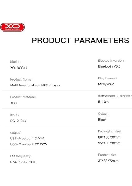 Simple Is Beauty Araç Mp3 Şarj Cihazı BCC17- Type-C Örgü Kablo - 30W Pd Hızlı Şarj, Bluetooth V5.3, Fm Verici, Mp3/wav Format Desteği, Çift USB Portu, Aşırı Gerilim, Isınma ve Kısa Devre Koruma | Siyah fırsatları