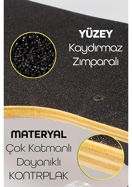 Kaykay Silikon Teker Sessiz Semi-Pro Skeleton Model Zımparalı Skateboard Longboard 80 cm 3116 indirimleri
