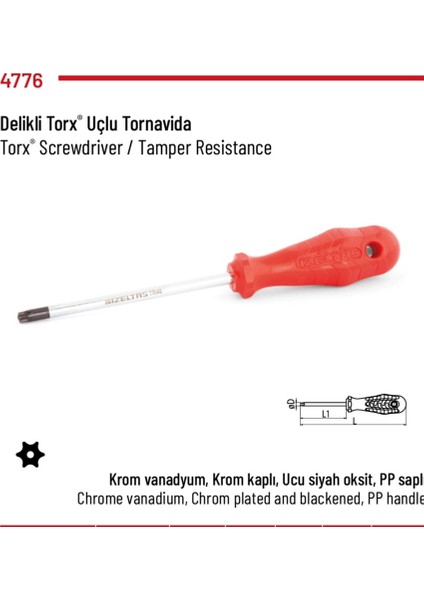 Delikli Torx Uçlu Tornavida T27