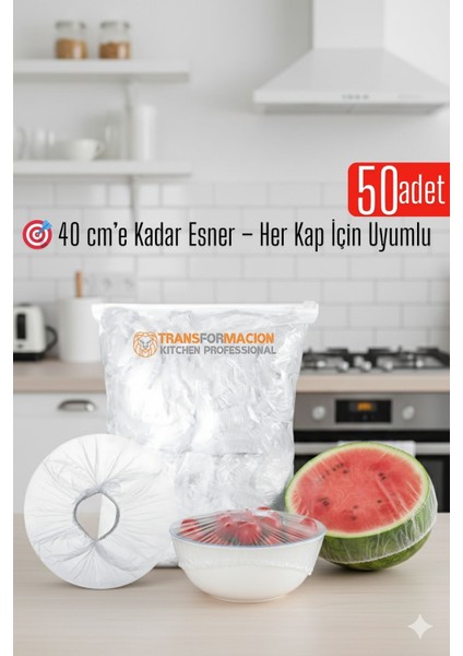 50'li Tabak Bonesi - 40 cm Esnek Streç Kapak Seti, Gıda Bonesi Koruma Için 722222