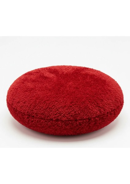 1 Adet Peluş Kırmızı Yuvarlak Yastık 60 x 60 cm