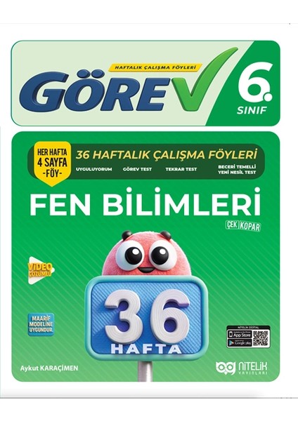 Nitelik 6.sınıf Görev Fen Bilimleri 36 Haftalık Çalışma Föyleri