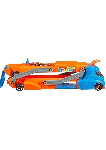 Wheels Tır - Yeni Hot Wheels Tır - Yeni, Fırlatıcısı Olan ve 40 Cm'lik Piste Dönüşen Kamyon, 9 Oyuncak Araba Sığabilir, 1:64 Ölçekli Araç Dahildir HYT83 fırsatları