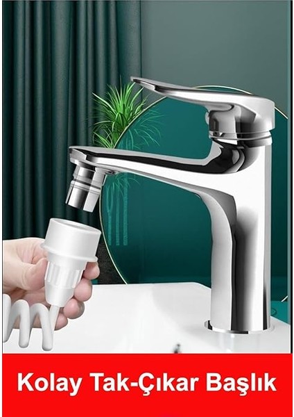 2 Başlıklı Musluk Ağız Duşu Şarj Hazne Pil Derdi Yok 3 Kademe Evrensel Musluk Uyumu Kolay Kurulum modelleri