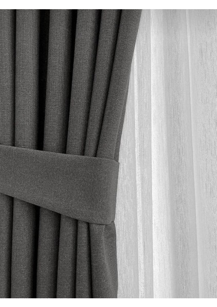 Nova Keten Fon Perde - Koyu Gri Tüm Odalara Uygun ( Tek Kanat ) Tül, Pano, Fon,