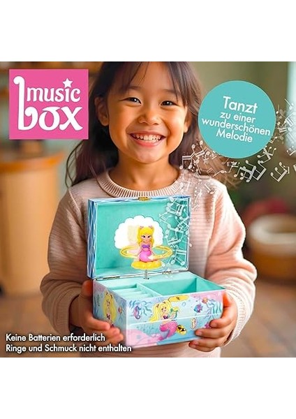 Musıc Box Deniz Kızı | Melodili Müzik Kutusu, Dönen Deniz Kızı, Ayna ve Çekmeceli Kız Takı Kutusu indirimleri