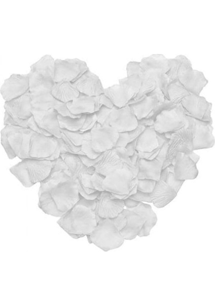 Beyaz Renkli Gül Yaprağı Şekilli Kumaş Konfeti 144 Lü 5 Paket (720 Adet) 800WHITE5PAKET