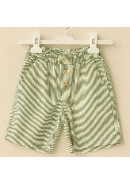 Unisex Çizgili %100 Pamuk Şort