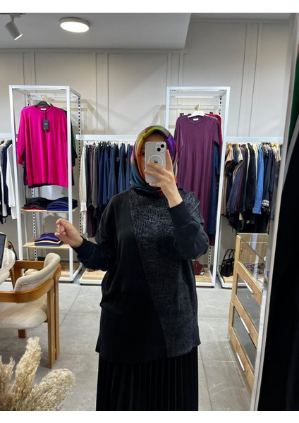 3005 Jakarlı Cupra Tunik Antrasit