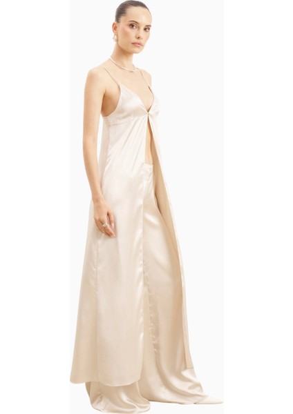 Satin V Neck Longline Camisole Parlak V Yaka Saten Kadın Bluz modelleri