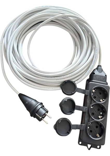 Grup PRIZ%100 Bakır Kablo 3x1.5mm Uzatma Kablosu (Beyaz, 10 Metre)