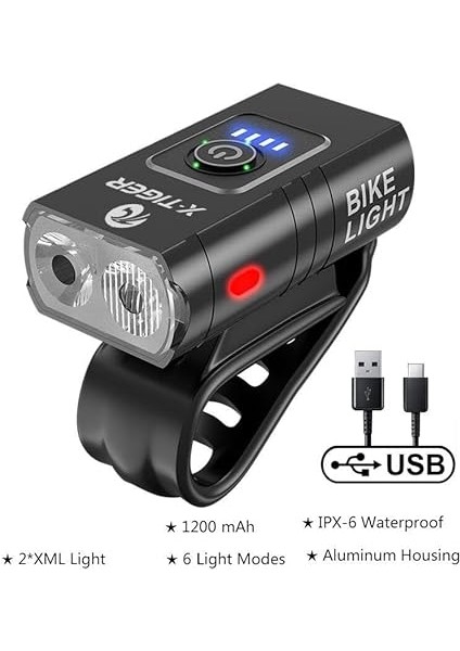 2t6 LED 1200 Mah Su Geçirmez Far Bisiklet Feneri modelleri