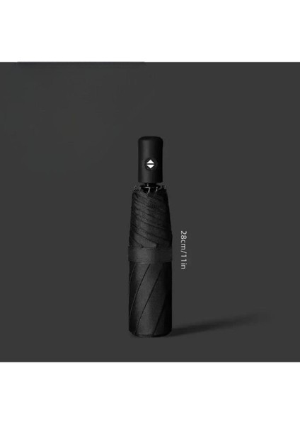 Siyah 8 Telli Şemsiye Unisex Rüzgara Dayanıklı Kırılmayan Erkek Kadın Tam Otomatik Şemsiye 98X58 cm