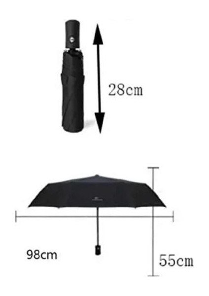 Siyah 8 Telli Şemsiye Unisex Rüzgara Dayanıklı Kırılmayan Erkek Kadın Tam Otomatik Şemsiye 98X58 cm fırsatları