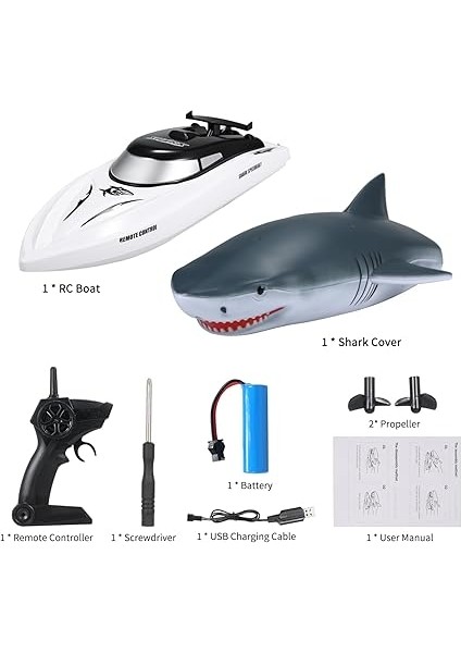 Tekne Uzaktan Kumandalı Tekneler 2.4ghz Rc Tekne Köpekbalığı Oyuncak Hediyesi Çıkarılabilir Köpekbalığı Kabuğu ile Çocuklar Yetişkinler Erkekler Için modelleri