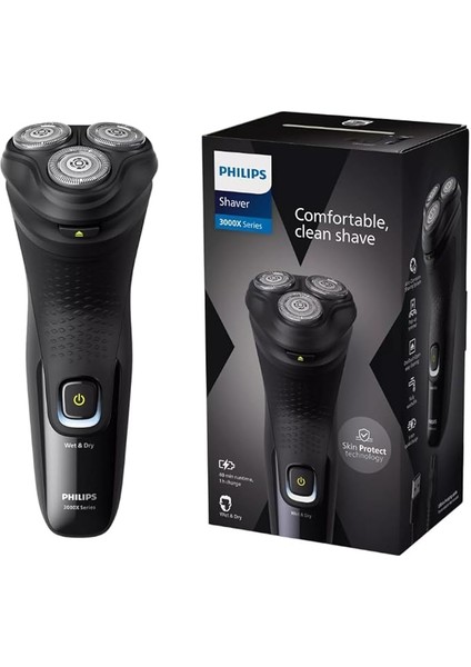 3000X Serisi Erkek Tıraş Makinesi, Powercut Bıçak Teknolojisi, 5d Esnek Başlık, Islak ve Kuru Kullanım, Hassas Düzeltici, Cilt Koruma Özellikli, X3021/00