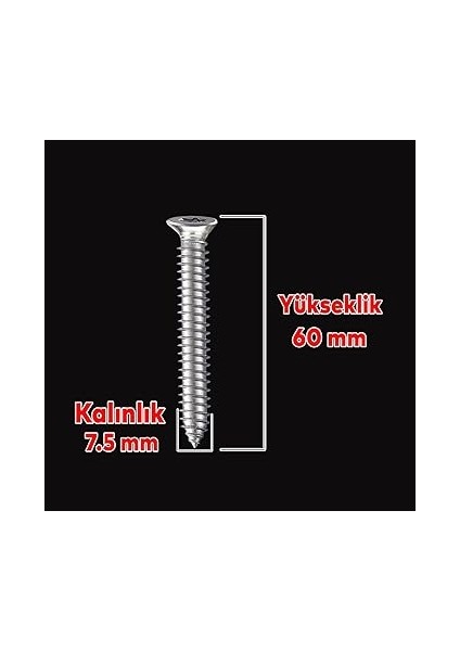 Buldex Vida 7.5X60 mm 50 Adet Sivri Uçlu Dübelsiz Beton Vidası Tork Duvar Vidası Buldeks fiyatları