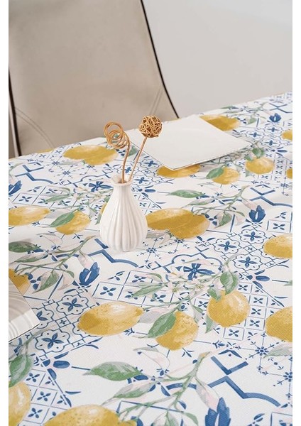 Çini Limon Desenli Masa Örtüsü, Sofra Bezi, Piknik Örtüsü Mavi-Sarı 140 x 200 RIVA00112-R0027 indirimleri
