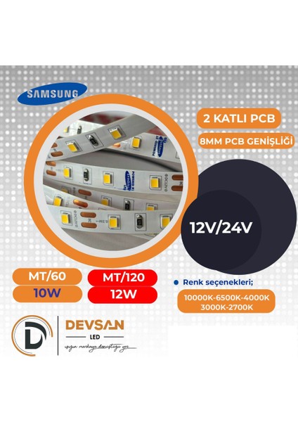 Iç Mekan 60 Led/mt 12V Şerit LED