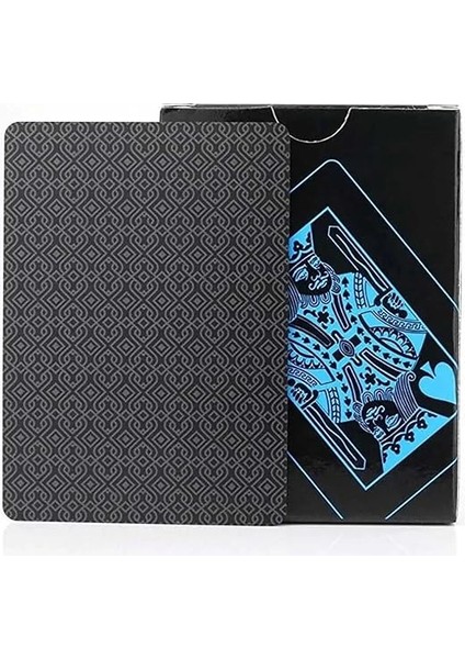 Iskambil Kağıdı Destesi Oyun Kartları Su Geçirmez Pvc Parlak Siyah Deste 8,7cm x 5,7cm 54'lü (Mavi) fırsatları