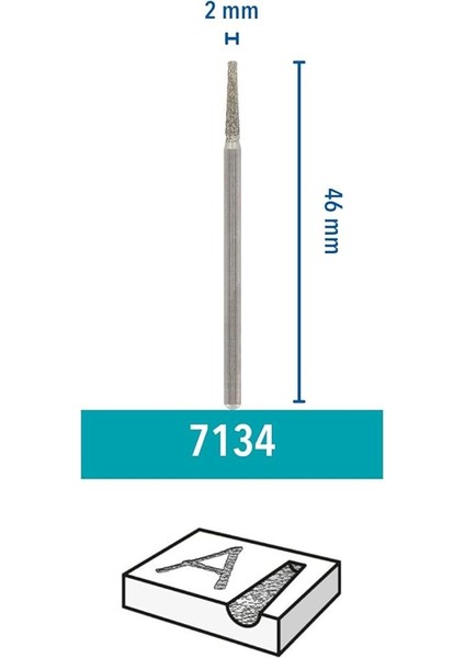 7134 Küçük Yassı Biçimli Elmas Disk Ucu, 2,0 Mm, 2'li fiyatları
