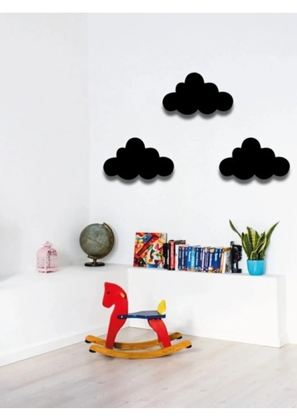 3 Adet Siyah Renk Bulut Figürlü Çocuk Odası Dekoratif Ahşap fiyatları