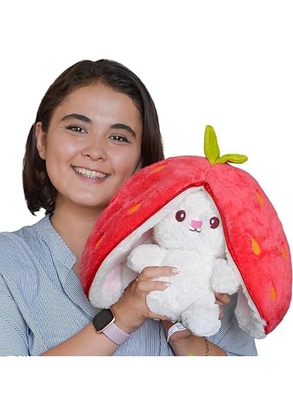 Oyuncak Pelüş Çilek Tavşan,fermuarlı Meyve Çantasında Nakışlı,40 Cm,pembe, Kırmızı, Karpuz, Ananas, Havuç Model Seçenekleri,paskalya,çilek Tavşan (Kırmızıçilek) modelleri
