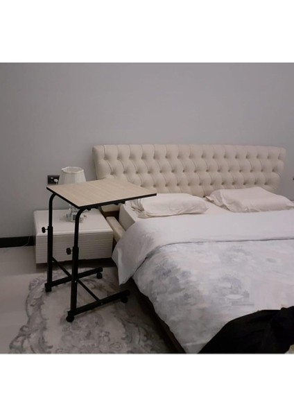 Yatak Çekyat Çalışma Yemek Masası Boy Eğim Ayarlanabilir Sehpa Tekerlekli Çalışma Masası